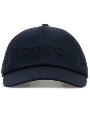 Gucci Cappello da baseball in cotone stretch blu navy