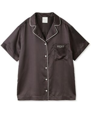 gelato pique Satin Logo Embroidery Shirt - Brown