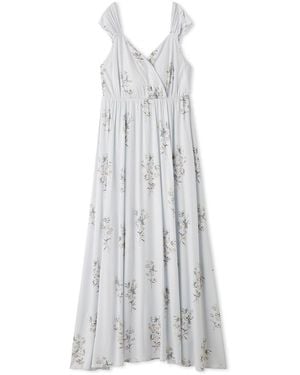 gelato pique Cool Rayon Cosmos Printed Wrap Dress With Built-In Bra - White