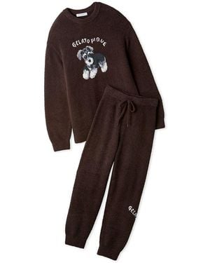 gelato pique Baby Moco Dachshund Schnauzer Jacquard Pullover & Pants Set - Brown