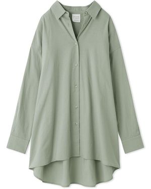 gelato pique Resort Woven Long Sleeve Oversized Shirt - Green