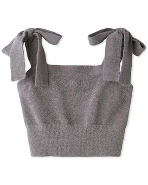 gelato pique Bow Strap Sleeveless Knit Crop Top - Gray