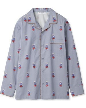 gelato pique Kazusa Matsuyama Monster Pattern Long Sleeve Sleep Shirt - Blue