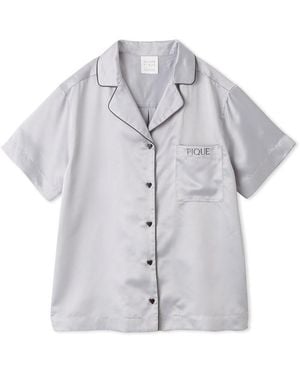 gelato pique Satin Logo Embroidery Shirt - Gray