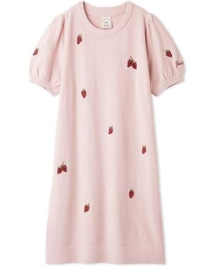 gelato pique Airy Moco Strawberry Jacquard Dress - Pink