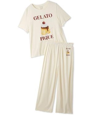gelato pique Cool Rayon Pudding T-Shirt & Pants Set - White