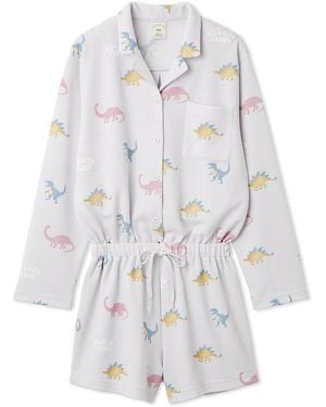 gelato pique Waffle Dinosaur Romper - White