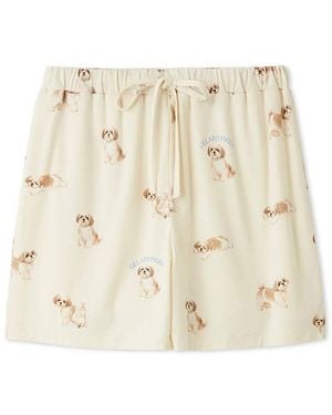 gelato pique [Uv-Cut] Walking Dog One-Point Printed Cool Touch Shorts - Natural