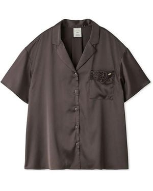 gelato pique Cool Satin Lace Shirt - Brown