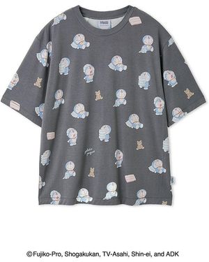 gelato pique Doraemon Good Morning Good Night T-Shirt - Gray