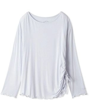 gelato pique Cool Rayon Gathered Long-Sleeved T-Shirt - White