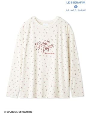 gelato pique [Le Sserafim] Disty Floral Print Long-Sleeved T-Shirt - White