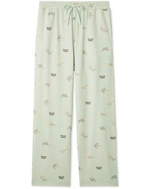 gelato pique Sleeping Cat Rayon All-Over Print Pants - White