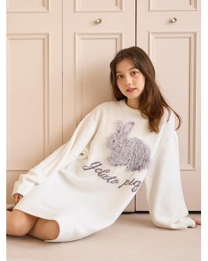 gelato pique Baby Moco Rabbit Jacquard Lounge Mini Dress - Natural