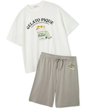 gelato pique Cool-Touch Rayon Sleeping Dog T-Shirt & Shorts Set - Gray