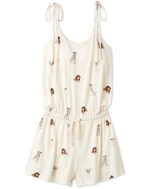 gelato pique Cool-To-Touch Fashionable Cats & Dogs Romper With Built-In Bra - White