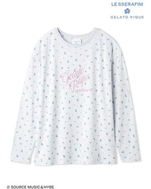 gelato pique [Le Sserafim] Disty Floral Print Long-Sleeved T-Shirt - White