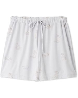 gelato pique Bath Time Cat Shorts - White