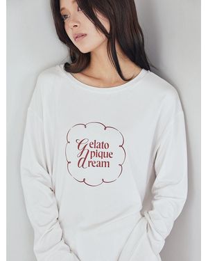 gelato pique Hot Fabric Rayon One Point Logo Long T-Shirt - Gray