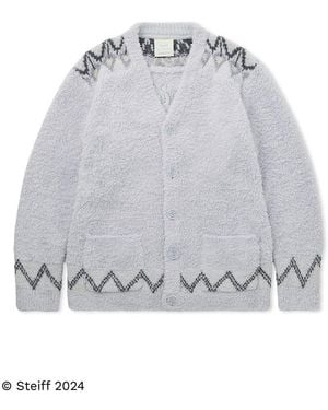 gelato pique [Steiff] Fair Isle Pattern Fuzzy Cardigan - Gray