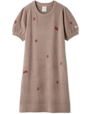 gelato pique Airy Moco Strawberry Jacquard Dress - Brown