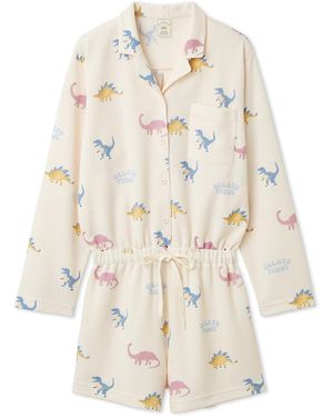 gelato pique Waffle Dinosaur Romper - Natural