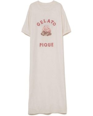 gelato pique Fluffy Variety Motif Jacquard Dress - White