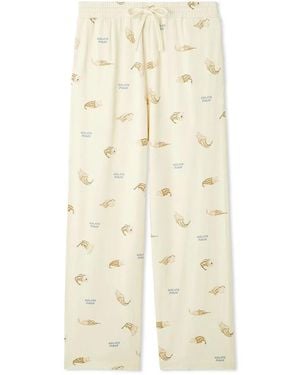 gelato pique Sleeping Cat Rayon All-Over Print Pants - Natural
