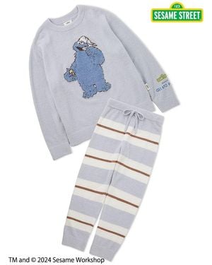 gelato pique 【Sesame Street】 Motif Pullover & Lounge Pants Loungewear Set - Blue