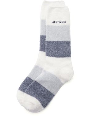 gelato pique Smoothie 3-Border Fuzzy Mid-Calf Socks - Gray