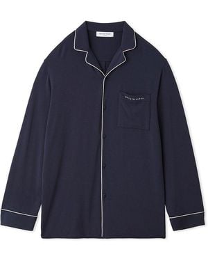 gelato pique Rayon Long-Sleeve Sleep Shirt With Piping - Blue