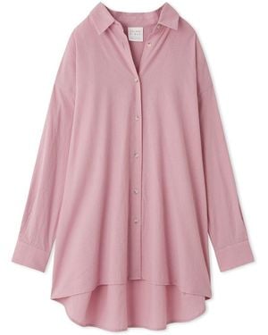 gelato pique Resort Woven Long Sleeve Oversized Shirt - Pink