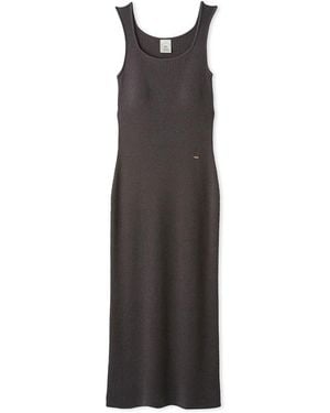 gelato pique Smoothie Fine-Ribbed Dress With Built-In Bra - Gray
