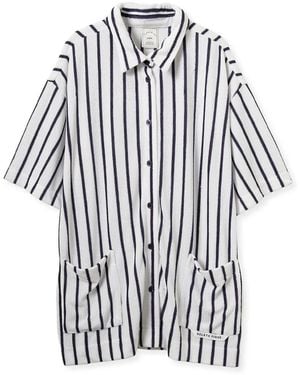 gelato pique Cool-Touch Striped Pile Shirt - White