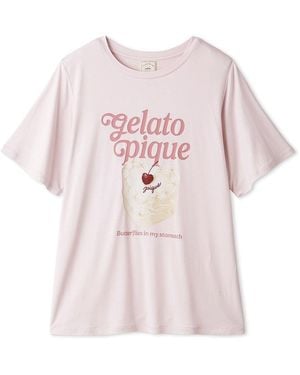 gelato pique Cool Rayon Cake Printed T-Shirt - Pink