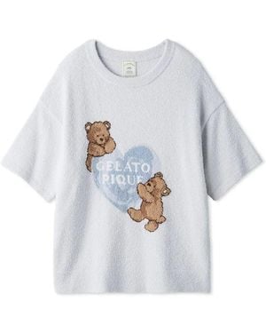 gelato pique Cool Smoothie Bear Heart Jacquard Pullover - White