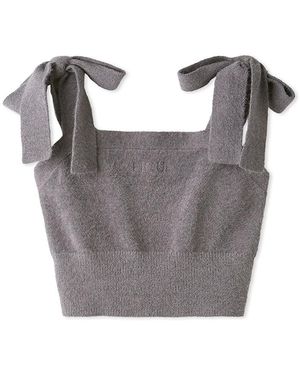 gelato pique Bow Strap Sleeveless Knit Crop Top - Gray
