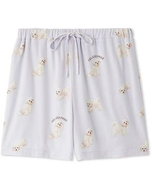 gelato pique [Uv-Cut] Walking Dog One-Point Printed Cool Touch Shorts - White