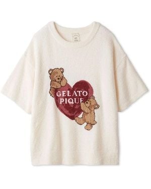 gelato pique Cool Smoothie Bear Heart Jacquard Pullover - White