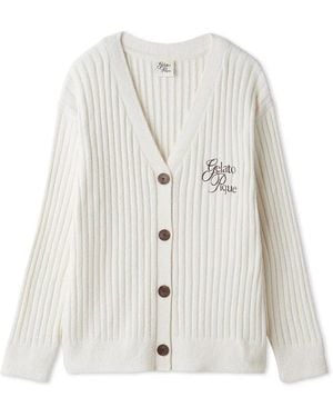 gelato pique Smoothie & Airy Moco Ribbed Cardigan - White