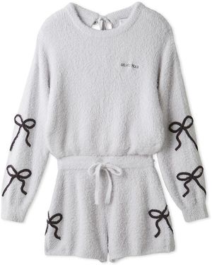gelato pique Soft Ribbon Feather Romper - Gray