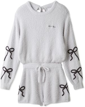 gelato pique Soft Ribbon Feather Romper - Gray