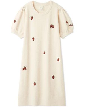 gelato pique Airy Moco Strawberry Jacquard Dress - Natural