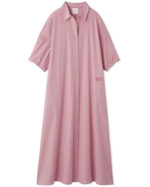 gelato pique Resort Woven Striped Shirt Midi Dress - Pink