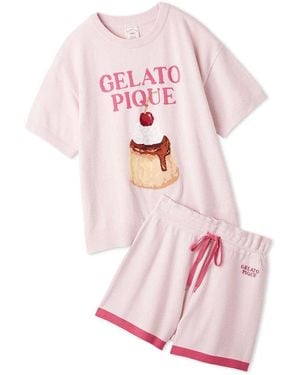 gelato pique Smoothie Pudding Jacquard Pullover & Shorts Set - Pink