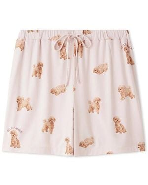 gelato pique [Uv-Cut] Walking Dog One-Point Printed Cool Touch Shorts - Pink