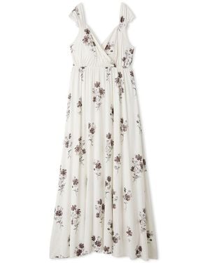 gelato pique Cool Rayon Cosmos Printed Wrap Dress With Built-In Bra - White