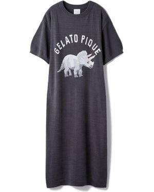gelato pique Fluffy Variety Motif Jacquard Dress - Blue