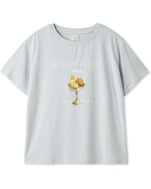 gelato pique Cool Rayon Mellow Fluffy Dessert Logo T-Shirt - Gray