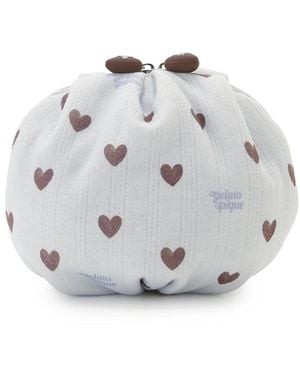 gelato pique Tuck Stitch Heart Pouch - Gray